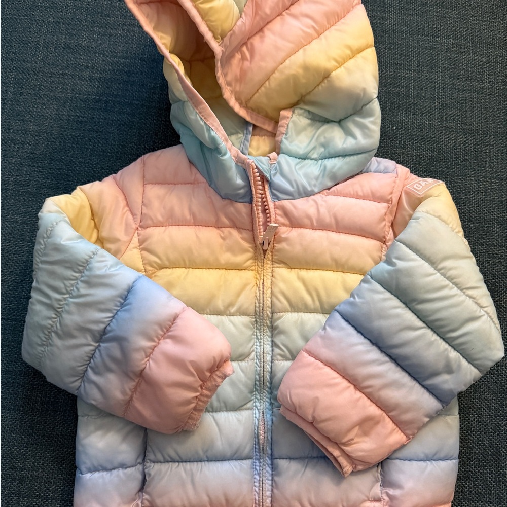 GAP Kids Pastel Rainbow Puffer Jacket